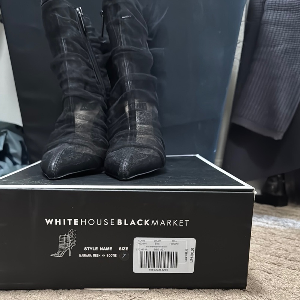 White House Black Market Black Mesh Booties